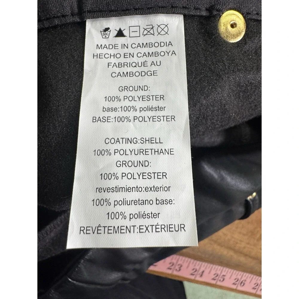 Women Faux Leather Pants Large High Rise Crop Flare Pull On Stretch Comfort Chic
